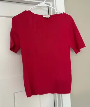 Talbots Bright Red Ribbed Short Sleeve Tee thumbnail 1