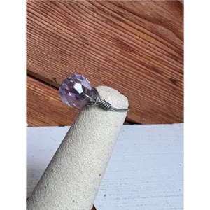 Handcrafted Lavender Faceted Wire Ring Purple Size 2 thumbnail 2