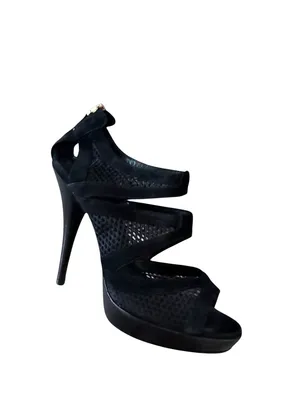 FENDI Black Suede Platform Mesh Heels Size 39 / US 9 thumbnail 4