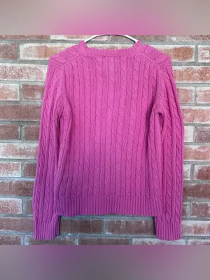 Lilly Pulitzer Cable Knit Sweater Crewneck Women’s Small Pink Preppy Cotton thumbnail 5