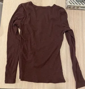 Brown Henley long sleeve t shirt thumbnail 2