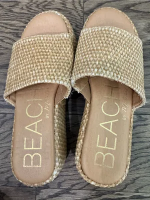 Natural Woven Platform Slide Sandals thumbnail 2