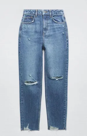 High Waisted Ripped Rigid Z1975 Mom Jeans thumbnail 7