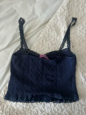 Edikted Navy Lace Tank Top thumbnail 3