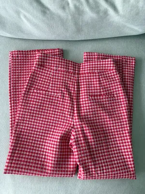 Mango red gingham pants  thumbnail 2