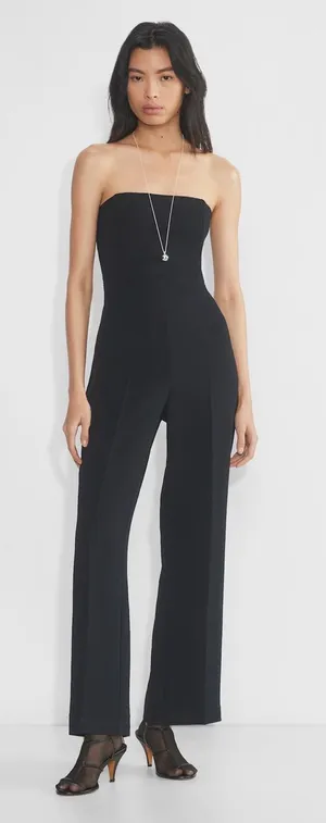 Wilfred Endless Jumpsuit Strapless Wide Leg Black Minimalist Sleek Chic Size 00 thumbnail 1