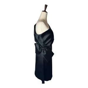 Sachin & Babi Dress Women 10 Black Satin One Shoulder Bow‎ Mini Cocktail Party thumbnail 7