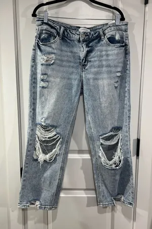 Vervet Lovervet Acid Washed Mid Rise distressed straight leg thumbnail 1