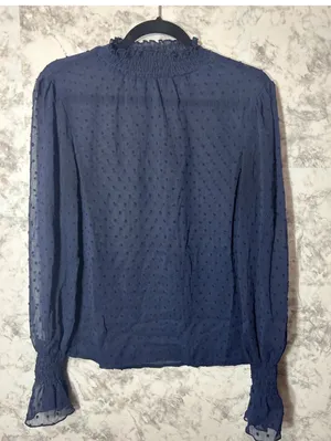 Lulus Darlena Navy Blue Swiss Dot sheer top thumbnail 3