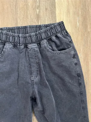 Zara Womens XL Jogger Charcoal Gray Washed Denim Pull On Straight Leg Jeans thumbnail 5
