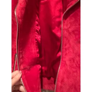 Pamela McCoy Vintage Genuine Leather‎ Suede Red Zip Jacket Size Medium thumbnail 8