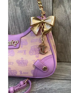 Vintage Juicy Couture Shoulder Bag with Gold Bow Charm thumbnail 5