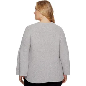 NWT Womens Plus Size 2X Vince Camuto Gray Midweight Bell Sleeve Ribbed Sweater thumbnail 3