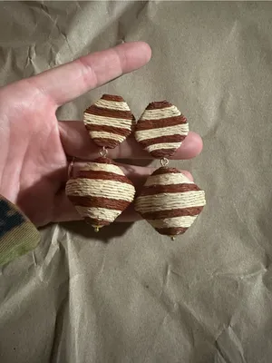 NWT Tuckernuck Raffia stripe lantern earrings thumbnail 2