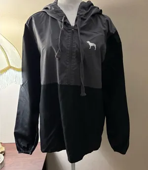 Victoria’s Secret Pink Gray and Black Hooded Windbreaker Size M/L thumbnail 1