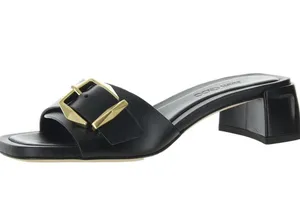 Jimmy Choo Hawke 40 Buckle Leather Mules - Stylish Black Heels - 37 thumbnail 1