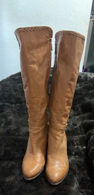 UGG Claudine Brown Leather Knee High Heeled Boots sz 11 equestrian riding thumbnail 2
