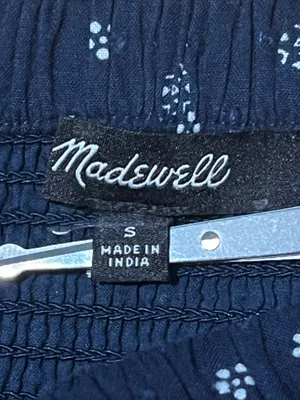 Madewell Navy Blue Printed Ruffle Mini Skirt Size S | Lined Cotton Elastic Waist thumbnail 3