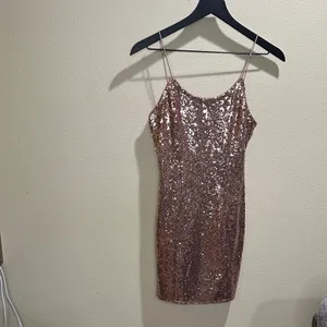 Lulu’s size small Bring It Rose Gold Sequin Bodycon Mini Dress thumbnail 2