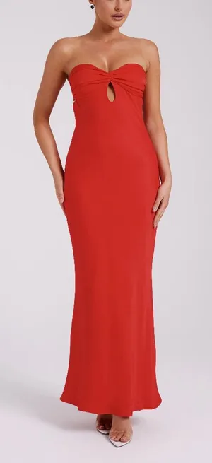 Meshki - Antonella Strapless Keyhole Maxi in Red size large thumbnail 1