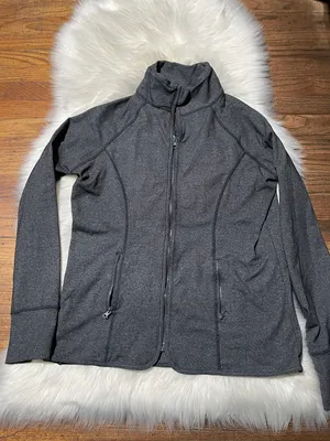 90 Degrees by Reflex Sweatshirt Women's L Gray Full Zip Pocket Stretch Activewear thumbnail 1