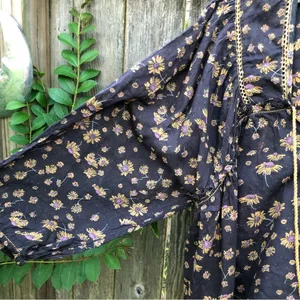 Free People Floral print Cotton Top Blouse M thumbnail 5