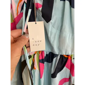 Women's Puff Short Sleeve Dress - A New Day Blue Floral Medium thumbnail 3