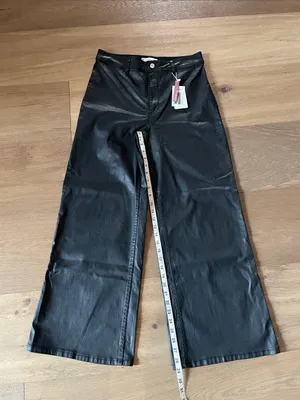 Mango Coated Jeans Culotte High Waist Catherine Ankle Black Wide Leg Size 10 NWT thumbnail 13