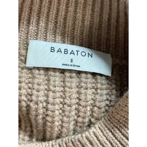 Aritzia Babaton 100% Wool Guell Women's Brown Ribbed Sweatshirt Sweater Top Sz S thumbnail 5
