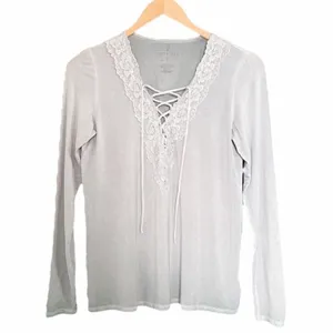 American Eagle Soft & Sexy Top Sz Small Sage Green Lace Up Y2K 2000s Long Sleeve thumbnail 8