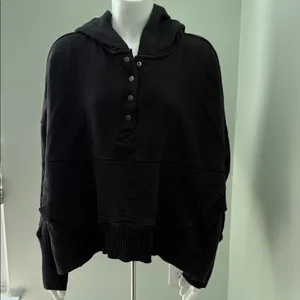 Free People FP Movement Honey Dove Solid Black Pullover Hoody Medium thumbnail 5