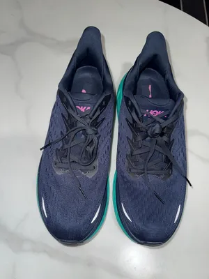 Hoka Women's Running Shoes - Navy Upper with Teal Midsole and Pink Logo thumbnail 4