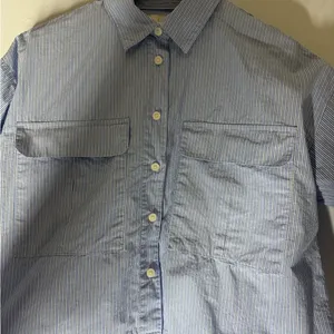 Loft Cropped Collar Poplin Button down Blue White Stripe‎ Cheat Pocket Small thumbnail 3