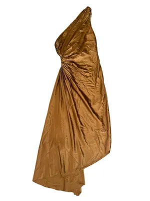 Dress Forum Novelle One Shoulder Pleated Assymetrical Pleated Maxi Dress Sz M thumbnail 2