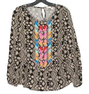 Savanna Jane Embroidered Top Boho Southwestern Festival Peasant Hippie Flowy M thumbnail 1