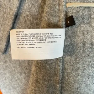 NWT Theory Womens Long Grey Wool and Cashmere Shirttail Belted Coat, size XS thumbnail 9