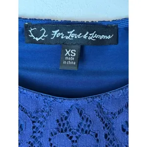 For Love & Lemons Shirt‎ Women XS Blue Long Sleeve Midnight Lace Crop Top Sexy thumbnail 8