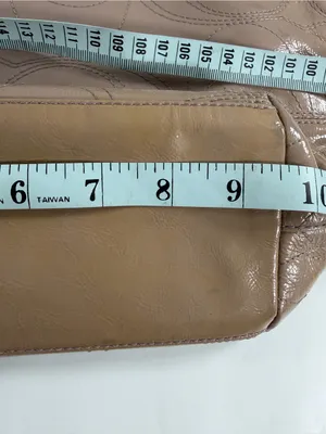 Coach Taupe Patent Leather Signature C Embossed‎ Tote Zip Shoulder Bag F15142 thumbnail 14