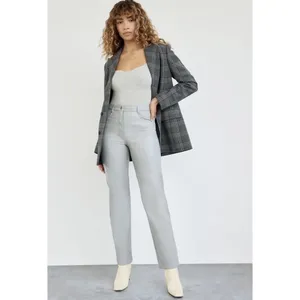 Aritzia Pant Melina High-Rise Straight-Leg‎ Vegan-Leather Marble Grey 2 NWT thumbnail 9