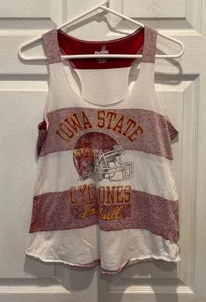 ProEdge Iowa State Cyclones Football Racerback Tank Top Womens Large White‎ Red thumbnail 1
