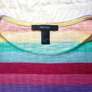Forever 21 Rainbow Striped Long Sleeve Top thumbnail 3
