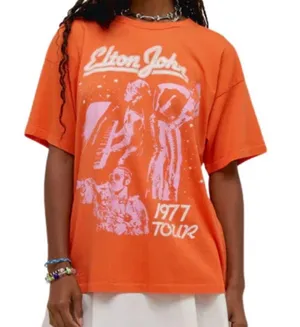 DAYDREAMER Elton John 1977 Tour Tee in Tiger Lily, Size L New w/o Tag MSRP $88 thumbnail 1