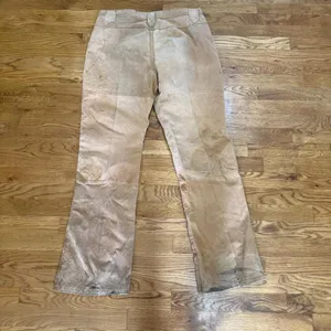 Louise‎ Paris Suede Leather Pants Women's Size 15 Tan Brown Western Style thumbnail 5