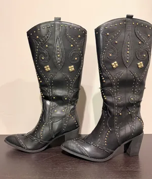 Western Boots Studded Cowboy Cowgirl Country Equestrian Bohemian Boho Snip Toe thumbnail 1