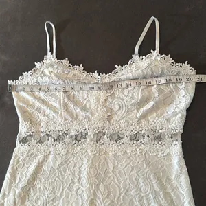 White Floral Lace Mermaid BodyCon Party Dress Sheer RuffleHem Size USXL (tag3XL) thumbnail 9