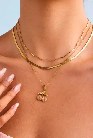 Cherry pink gold necklace thumbnail 3