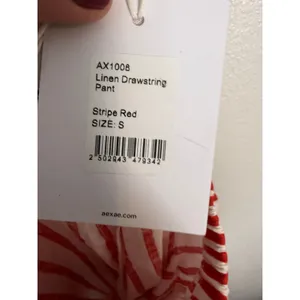 Aexae Revolve Red White Striped Linen Drawstring High Rise Wide Leg Pants Small thumbnail 11