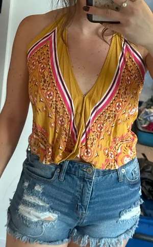 Forever 21 Halter Pink And Yellow Top thumbnail 1