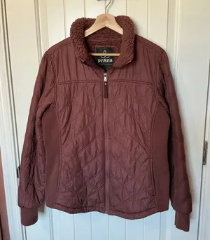 Prana Elsa Quilted Sherpa Jacket Large Maroon thumbnail 1