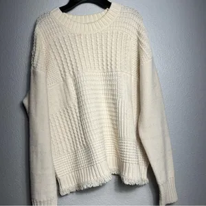 Madewell Stitchmix Cropped Pullover Sweater Womens Size Small Cream‎ Soft thumbnail 4